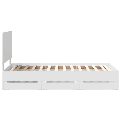 vidaXL Bettrahmen mit Schubladen Weiß 75 x 190 cm Ingenieurs Holz