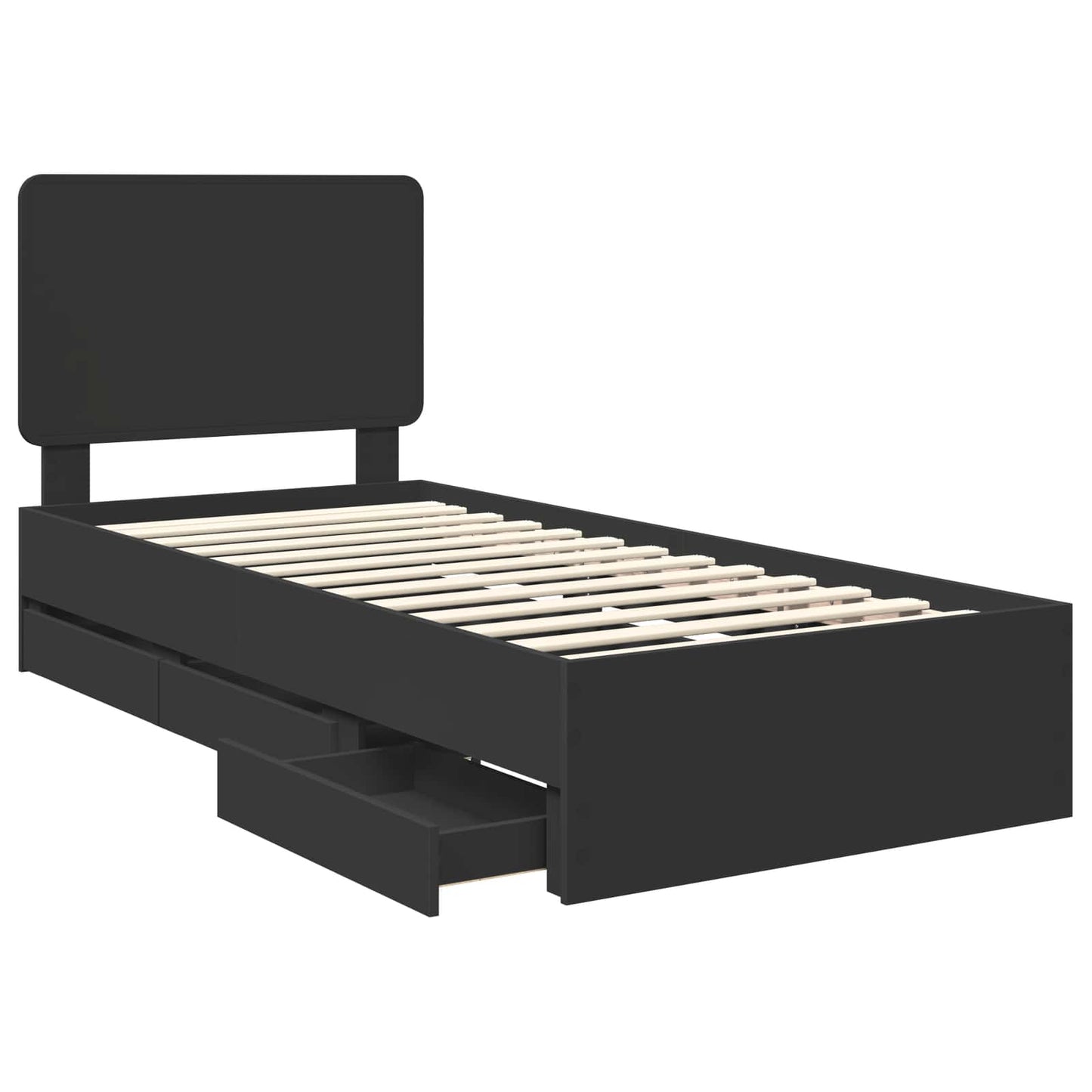 vidaXL Bettrahmen mit Schubladen Schwarz 75 x 190 cm Ingenieurs Holz