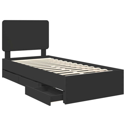 vidaXL Bettrahmen mit Schubladen Schwarz 75 x 190 cm Ingenieurs Holz