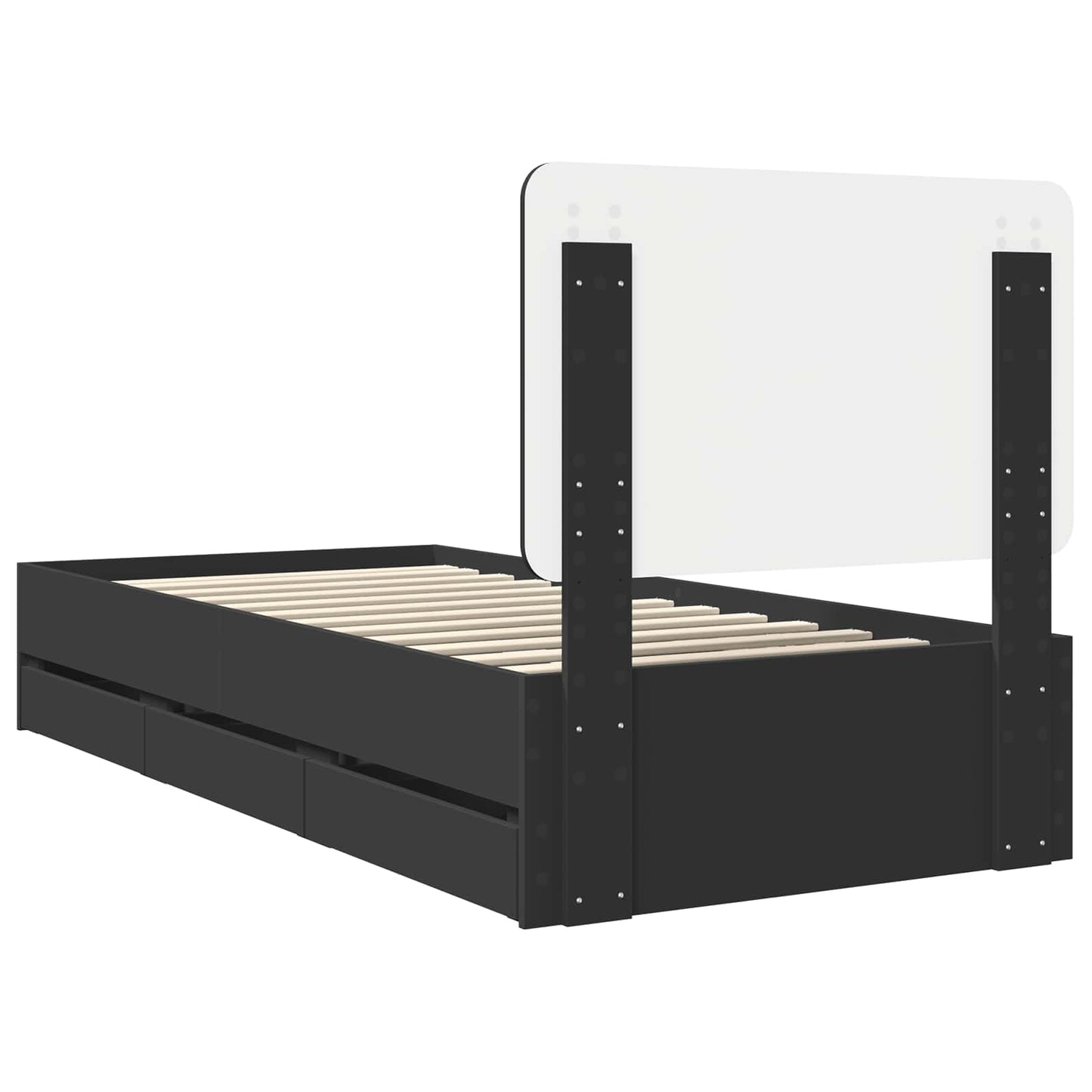 vidaXL Bettrahmen mit Schubladen Schwarz 75 x 190 cm Ingenieurs Holz
