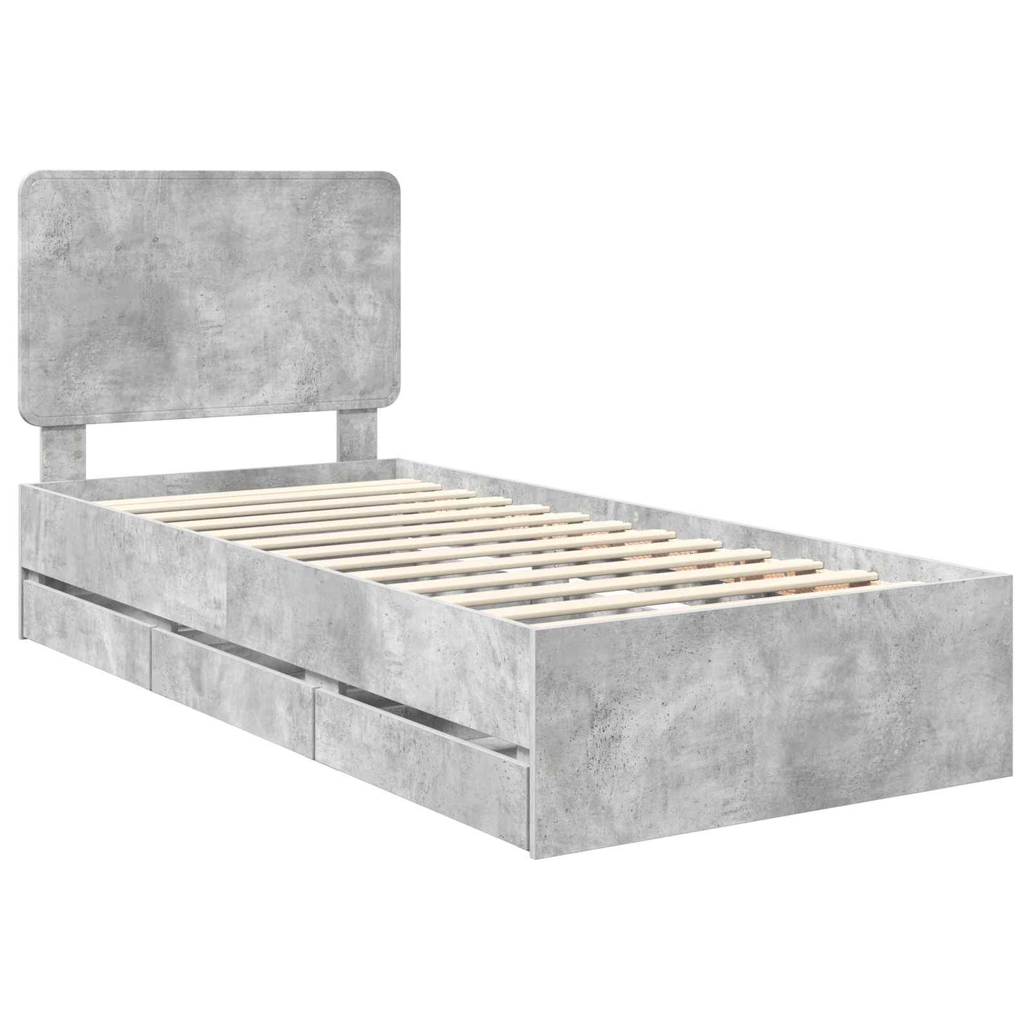 vidaXL Bettrahmen mit Kopfteil Beton Grau 75 x 190 cm Ingenieurs Holz
