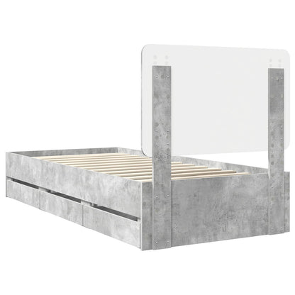 vidaXL Bettrahmen mit Kopfteil Beton Grau 75 x 190 cm Ingenieurs Holz