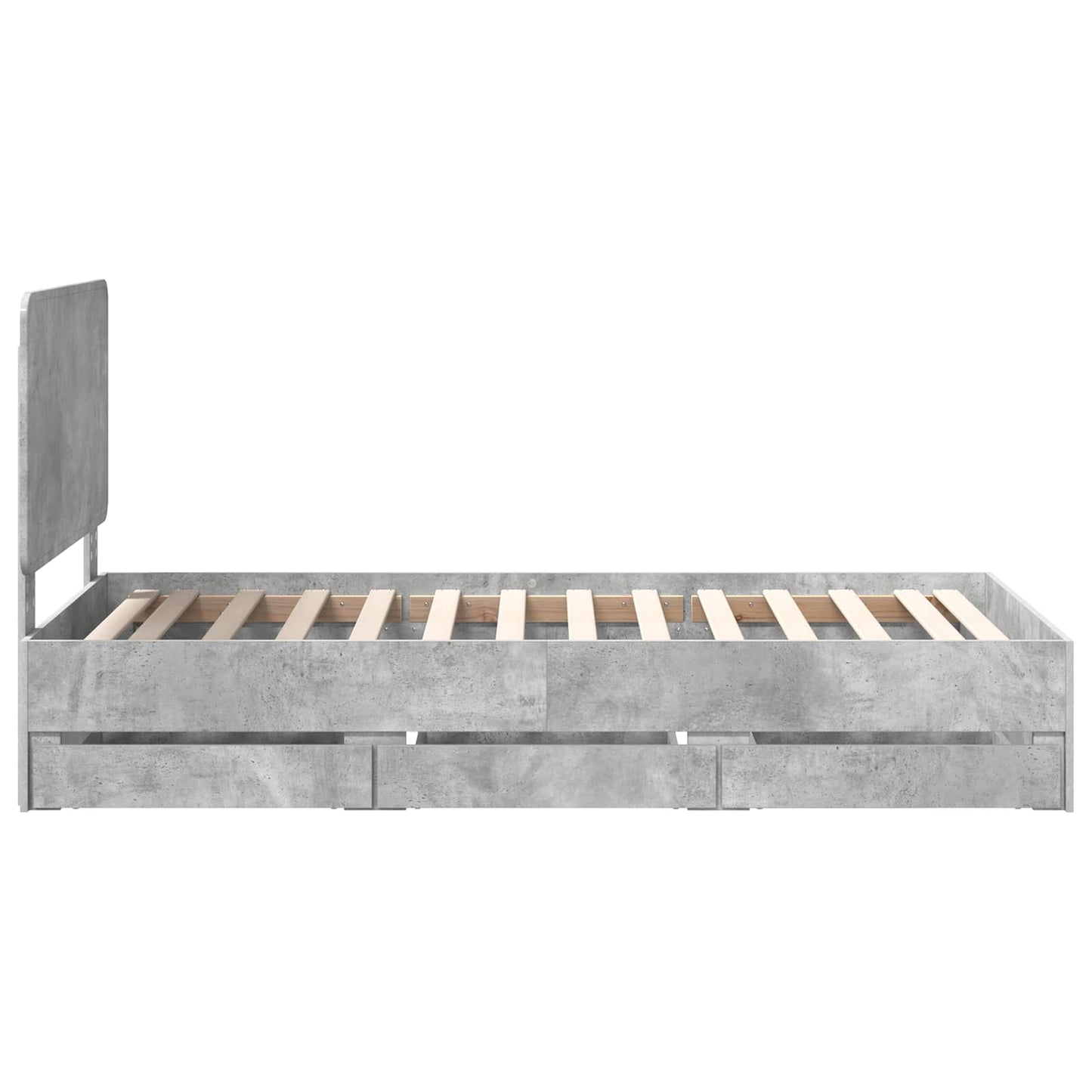 vidaXL Bettrahmen mit Kopfteil Beton Grau 75 x 190 cm Ingenieurs Holz