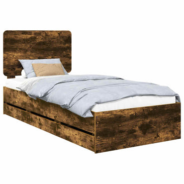 vidaXL Bettrahmen Geräucherte Eiche 75 x 190 cm Ingenieurs Holz