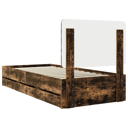 vidaXL Bettrahmen Geräucherte Eiche 75 x 190 cm Ingenieurs Holz