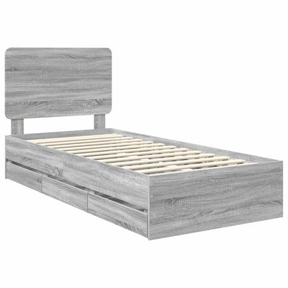 vidaXL Bettrahmen Graues Sonoma 75 x 190 cm Ingenieurs Holz