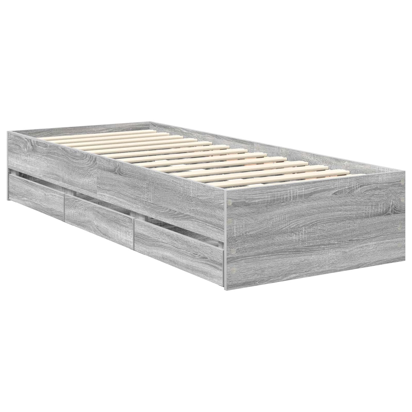 vidaXL Bettrahmen Graues Sonoma 75 x 190 cm Ingenieurs Holz