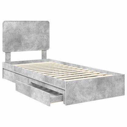 Aufbewahrungsbett Beton Grau 100 x 200 cm Holzwerkstoff