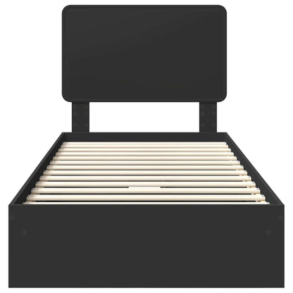 Aufbewahrungsbett Schwarz 75 x 190 cm Holzwerkstoff