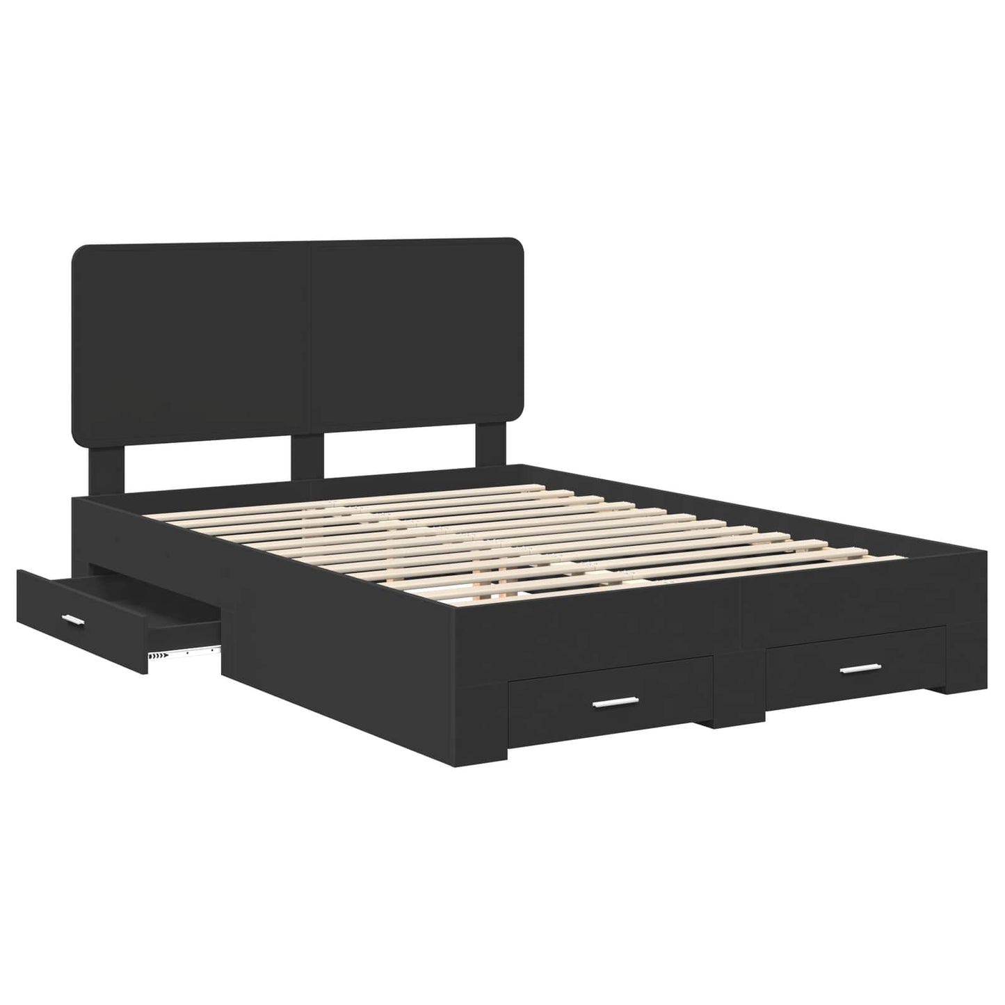 vidaXL Bettrahmen mit Kopfteil Schwarz 140 x 190 cm Holzwerkstoff