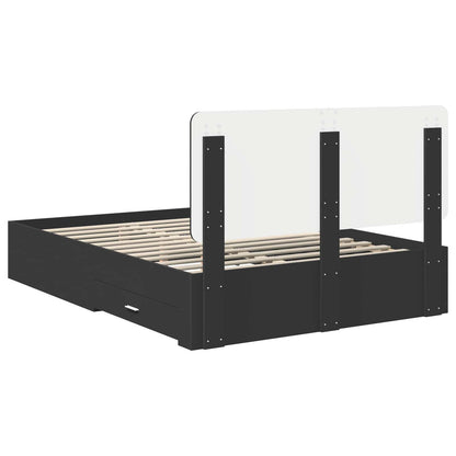 vidaXL Bettrahmen mit Kopfteil Schwarz 140 x 190 cm Holzwerkstoff