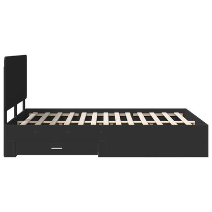vidaXL Bettrahmen mit Kopfteil Schwarz 140 x 190 cm Holzwerkstoff