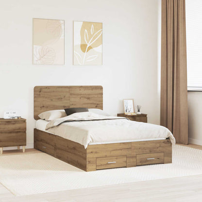 vidaXL Bettrahmen Artisan-Eiche 135 x 190 cm Holzwerkstoff