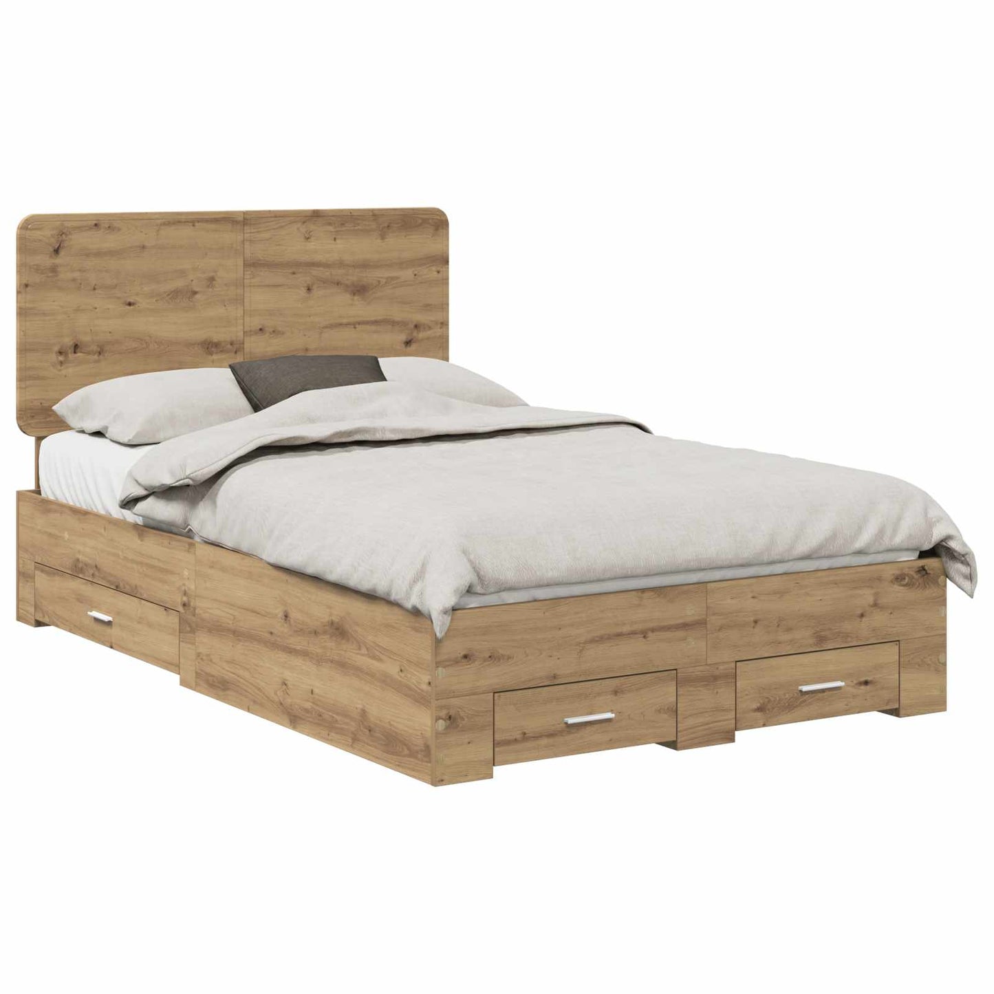 vidaXL Bettrahmen Artisan-Eiche 135 x 190 cm Holzwerkstoff