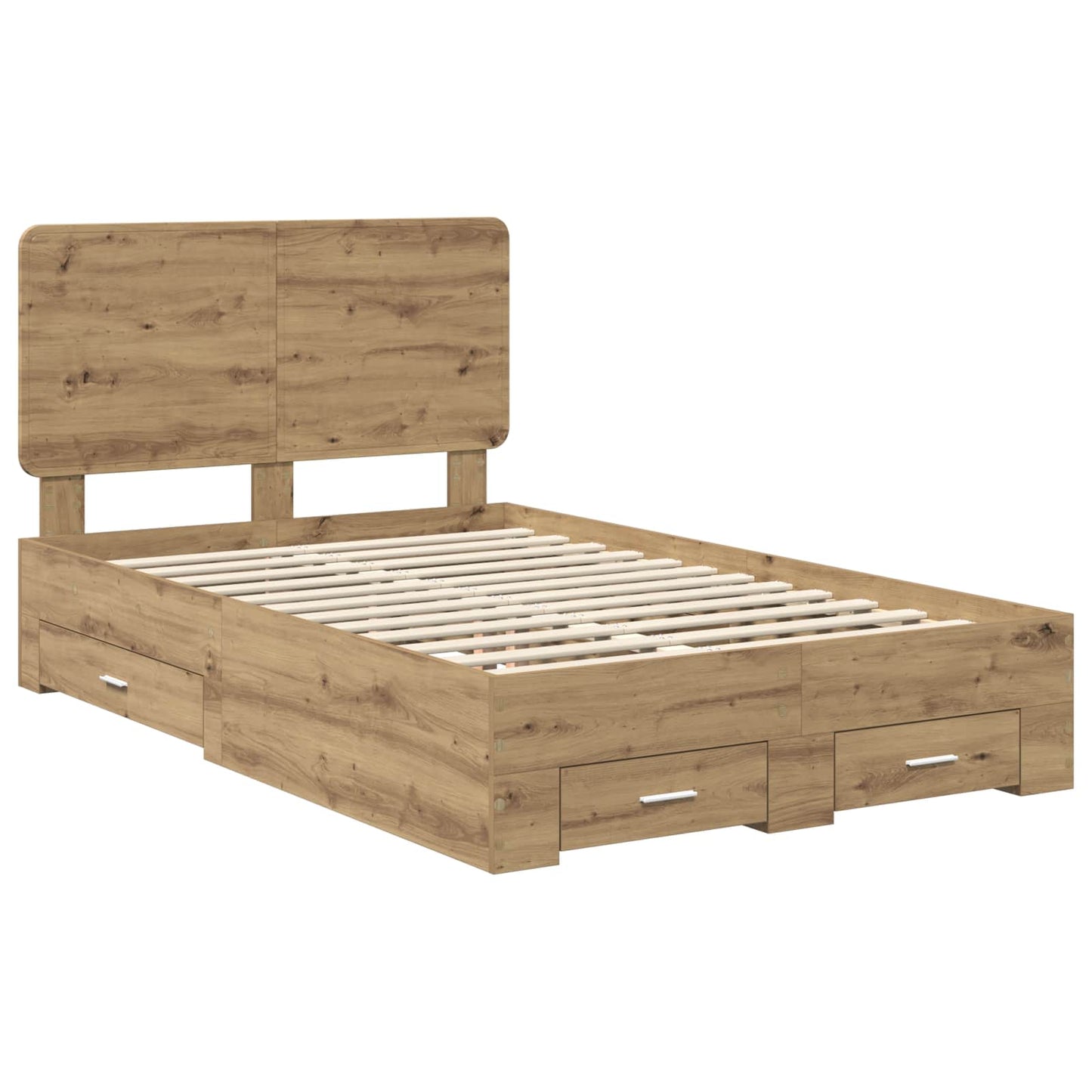 vidaXL Bettrahmen Artisan-Eiche 135 x 190 cm Holzwerkstoff