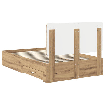 vidaXL Bettrahmen Artisan-Eiche 135 x 190 cm Holzwerkstoff