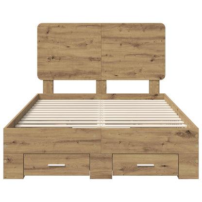 vidaXL Bettrahmen Artisan-Eiche 135 x 190 cm Holzwerkstoff