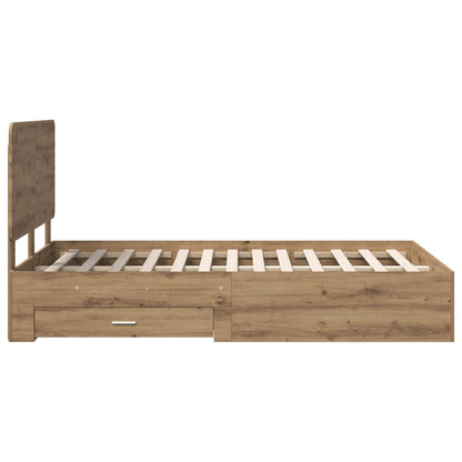 vidaXL Bettrahmen Artisan-Eiche 135 x 190 cm Holzwerkstoff