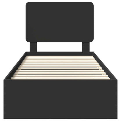 Bettrahmen mit Kopfteil Schwarz 100 x 200 cm Holzwerkstoff