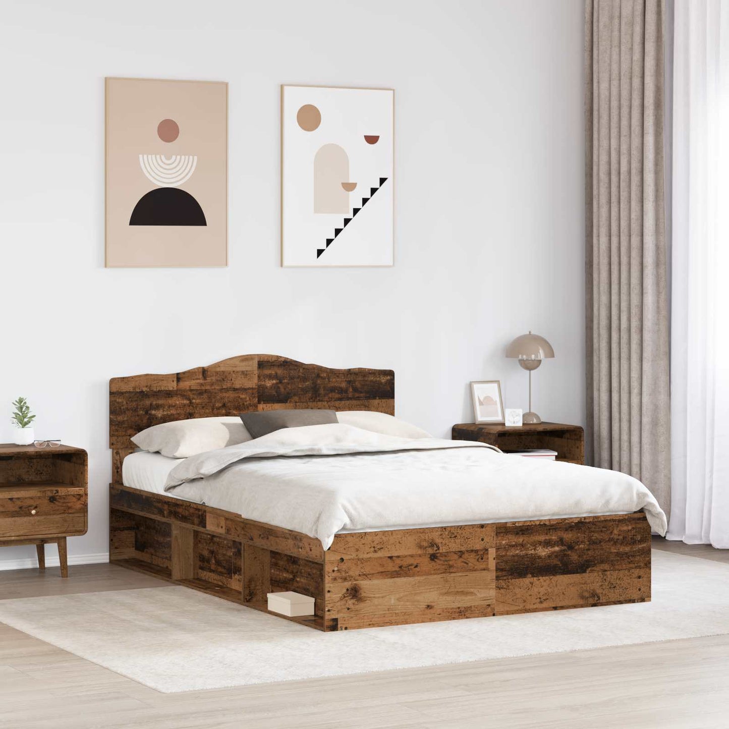 vidaXL Cadre de lit bois de récupération 140 x 200 cm Bois de pin massif