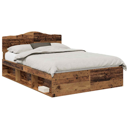 vidaXL Cadre de lit bois de récupération 140 x 200 cm Bois de pin massif