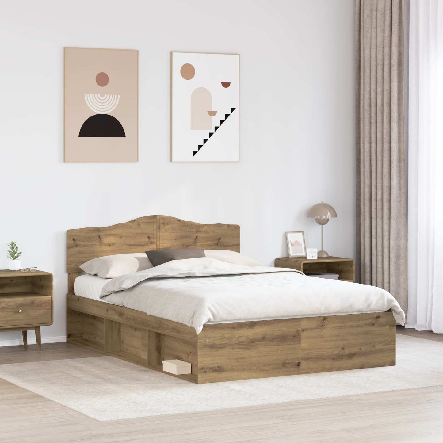 vidaXL Cadre de lit avec tête de lit Artisanat Chêne 140 x 190 cm