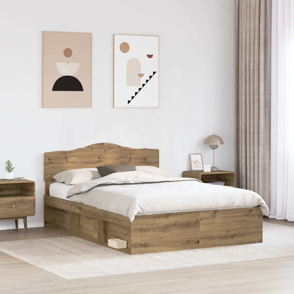 vidaXL Cadre de lit avec tête de lit Artisanat Chêne 140 x 190 cm