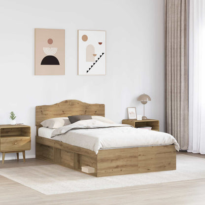 vidaXL Cadre de lit avec tête de lit Métier d'art Chêne 120 x 200 cm