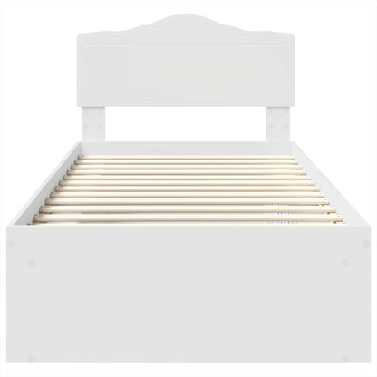 Bettrahmen mit Kopfteil Weiß 100 x 200 cm Massives Kiefernholz