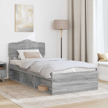 vidaXL Cadre de lit Gris sonoma 100 x 200 cm Bois de pin massif