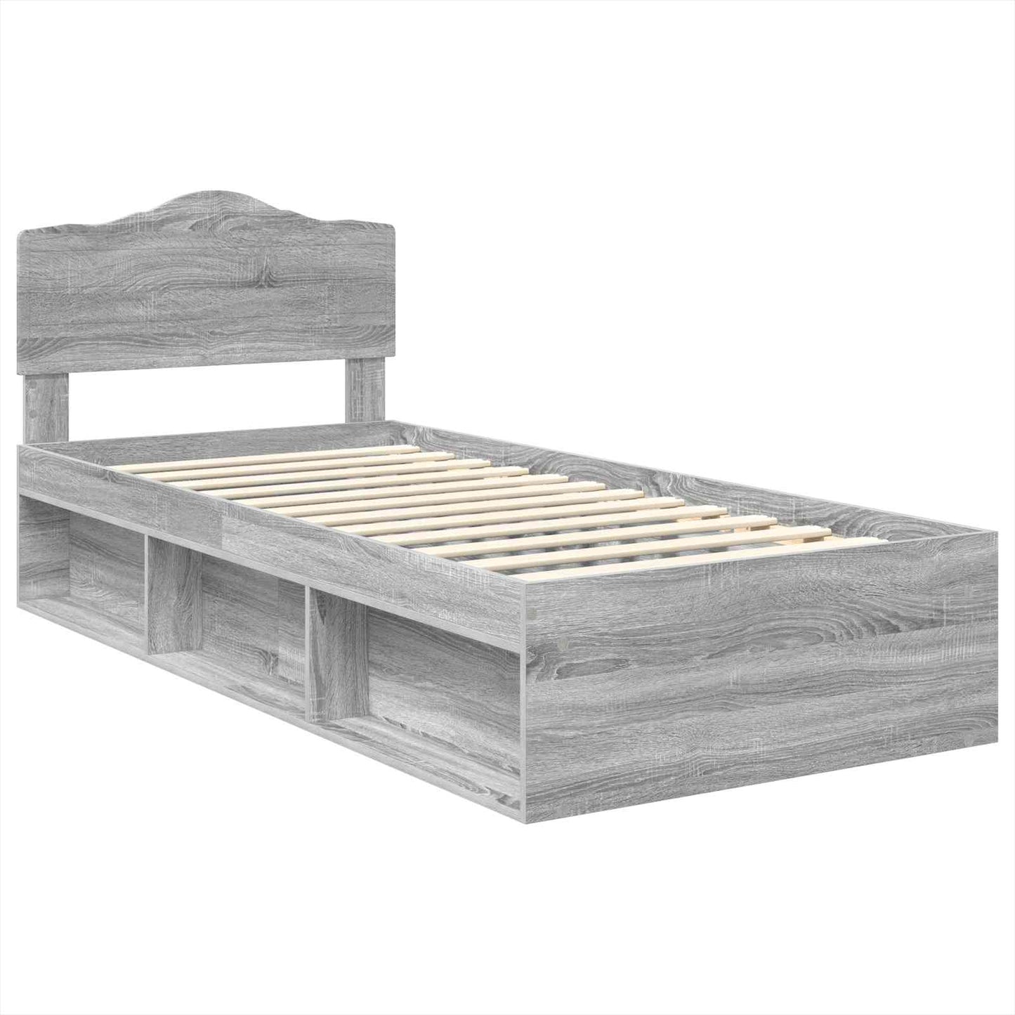 vidaXL Cadre de lit Gris sonoma 100 x 200 cm Bois de pin massif