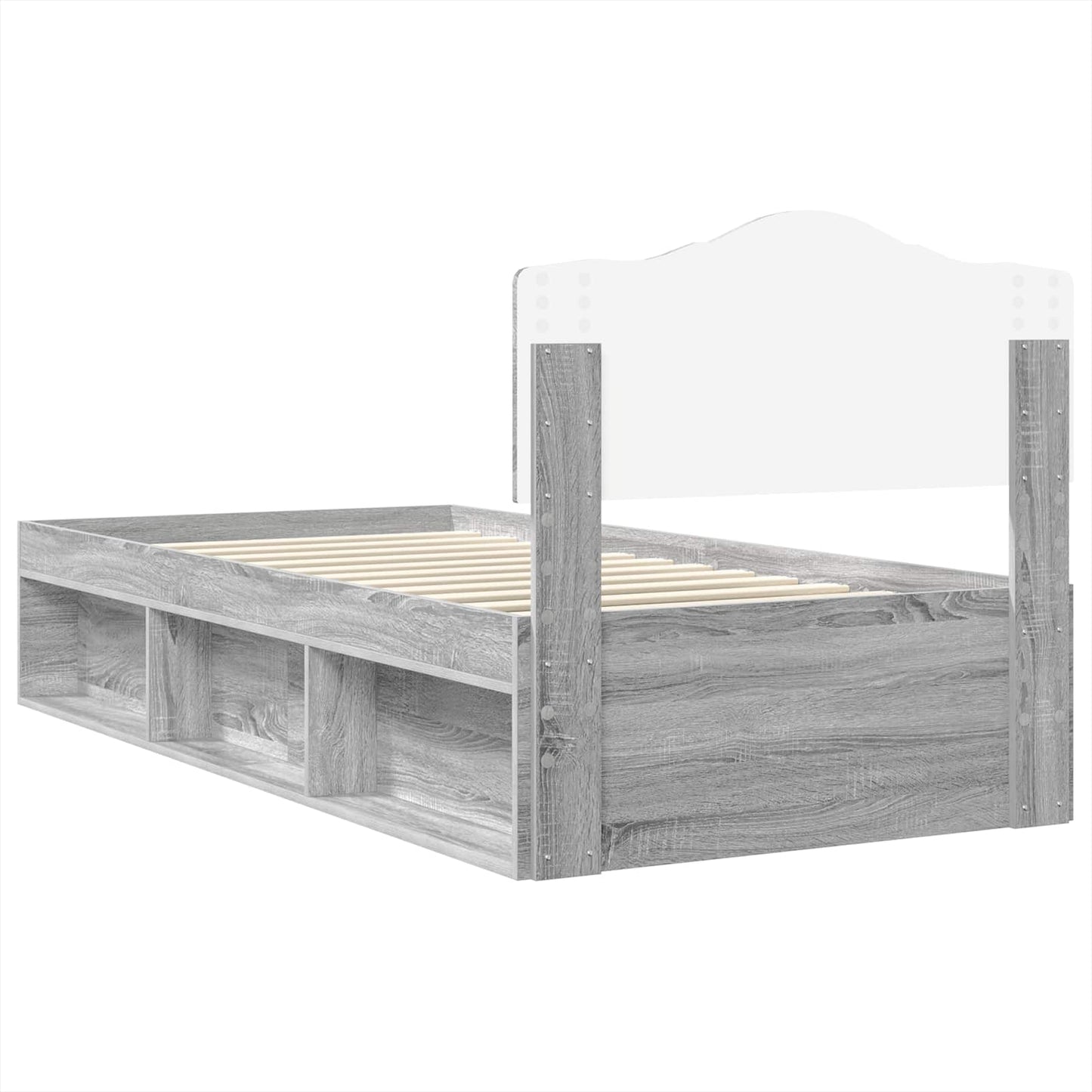 vidaXL Cadre de lit Gris sonoma 100 x 200 cm Bois de pin massif