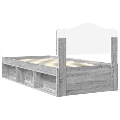 vidaXL Cadre de lit Gris sonoma 100 x 200 cm Bois de pin massif