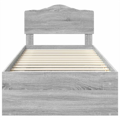 vidaXL Cadre de lit Gris sonoma 100 x 200 cm Bois de pin massif