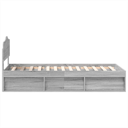 vidaXL Cadre de lit Gris sonoma 100 x 200 cm Bois de pin massif