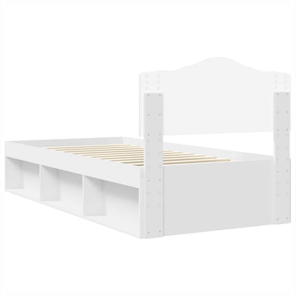 Bettrahmen mit Kopfteil Weiß 90 x 190 cm Massives Kiefernholz