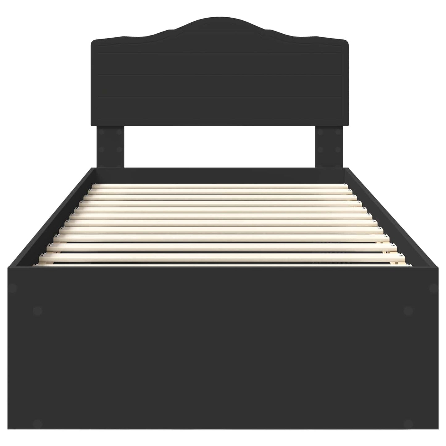 Bettrahmen Schwarz 75 x 190 cm Massives Kiefernholz