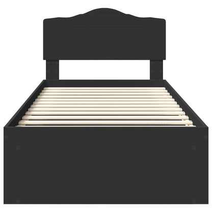 Bettrahmen Schwarz 75 x 190 cm Massives Kiefernholz