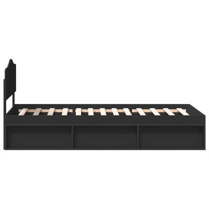 Bettrahmen Schwarz 75 x 190 cm Massives Kiefernholz