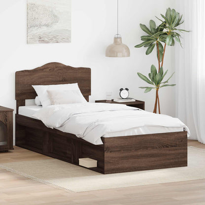 vidaXL Bettrahmen Braun Eichen-Optik 75 x 190 cm Massives Kiefernholz
