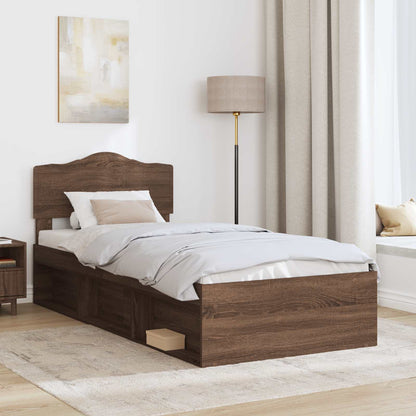 vidaXL Bettrahmen Braun Eichen-Optik 75 x 190 cm Massives Kiefernholz