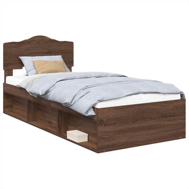 vidaXL Bettrahmen Braun Eichen-Optik 75 x 190 cm Massives Kiefernholz