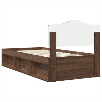 vidaXL Bettrahmen Braun Eichen-Optik 75 x 190 cm Massives Kiefernholz