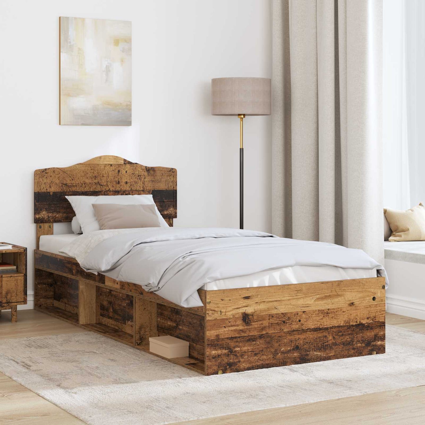vidaXL Bettrahmen Altholz 75 x 190 cm Massives Kiefernholz