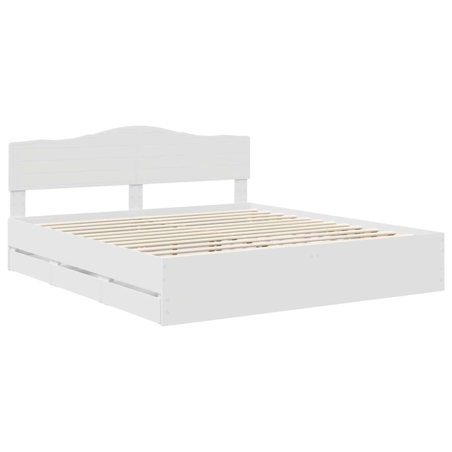 vidaXL Bettrahmen mit Schubladen Weiß 200 x 200 cm Ingenieurs Holz
