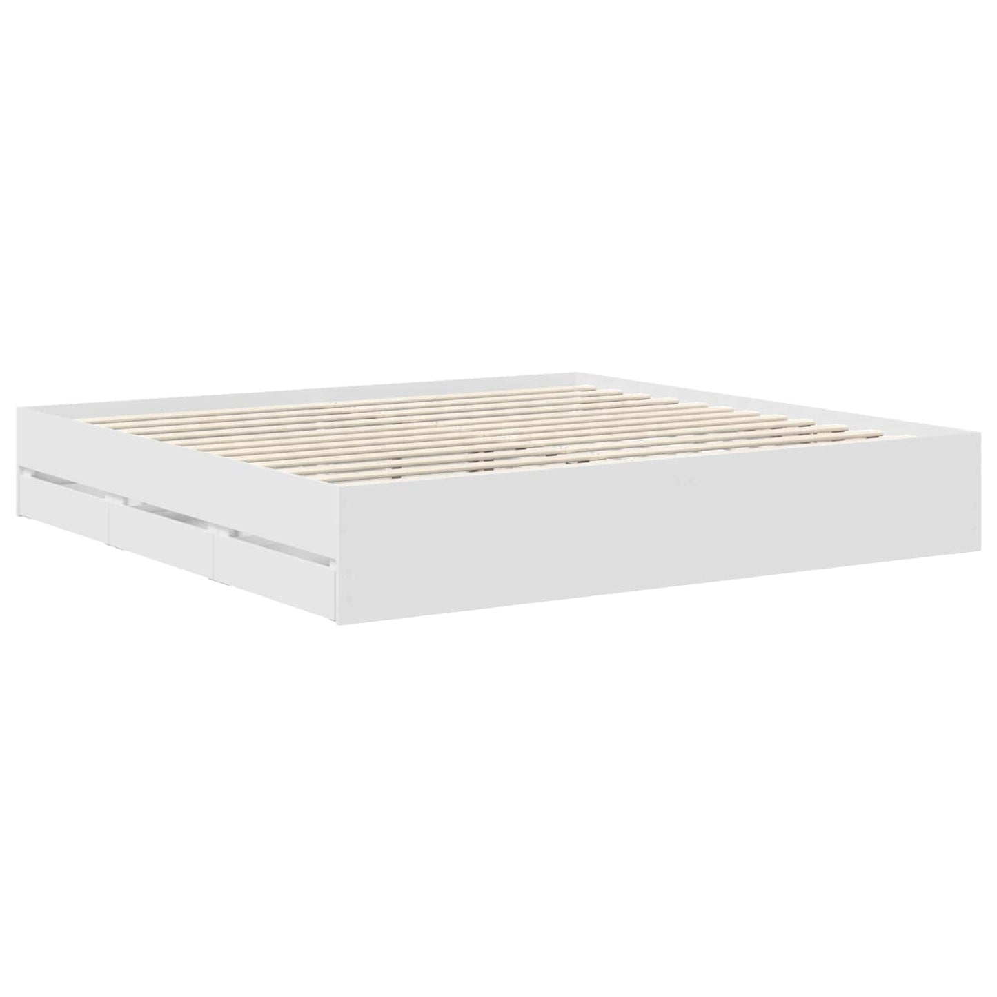 vidaXL Bettrahmen mit Schubladen Weiß 200 x 200 cm Ingenieurs Holz