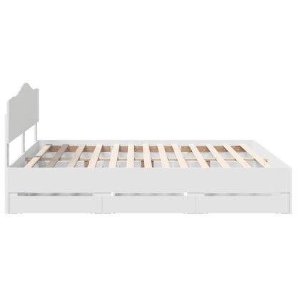 vidaXL Bettrahmen mit Schubladen Weiß 200 x 200 cm Ingenieurs Holz
