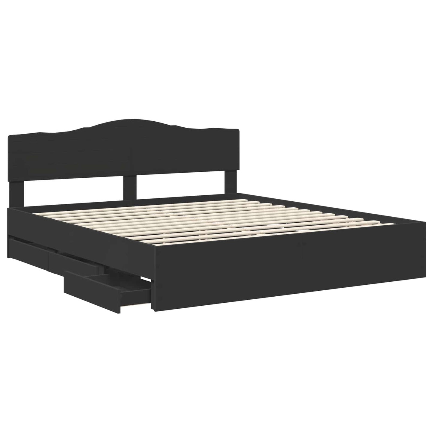 vidaXL Bettrahmen mit Schubladen Schwarz 200 x 200 cm Ingenieurs Holz