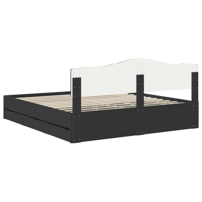 vidaXL Bettrahmen mit Schubladen Schwarz 200 x 200 cm Ingenieurs Holz