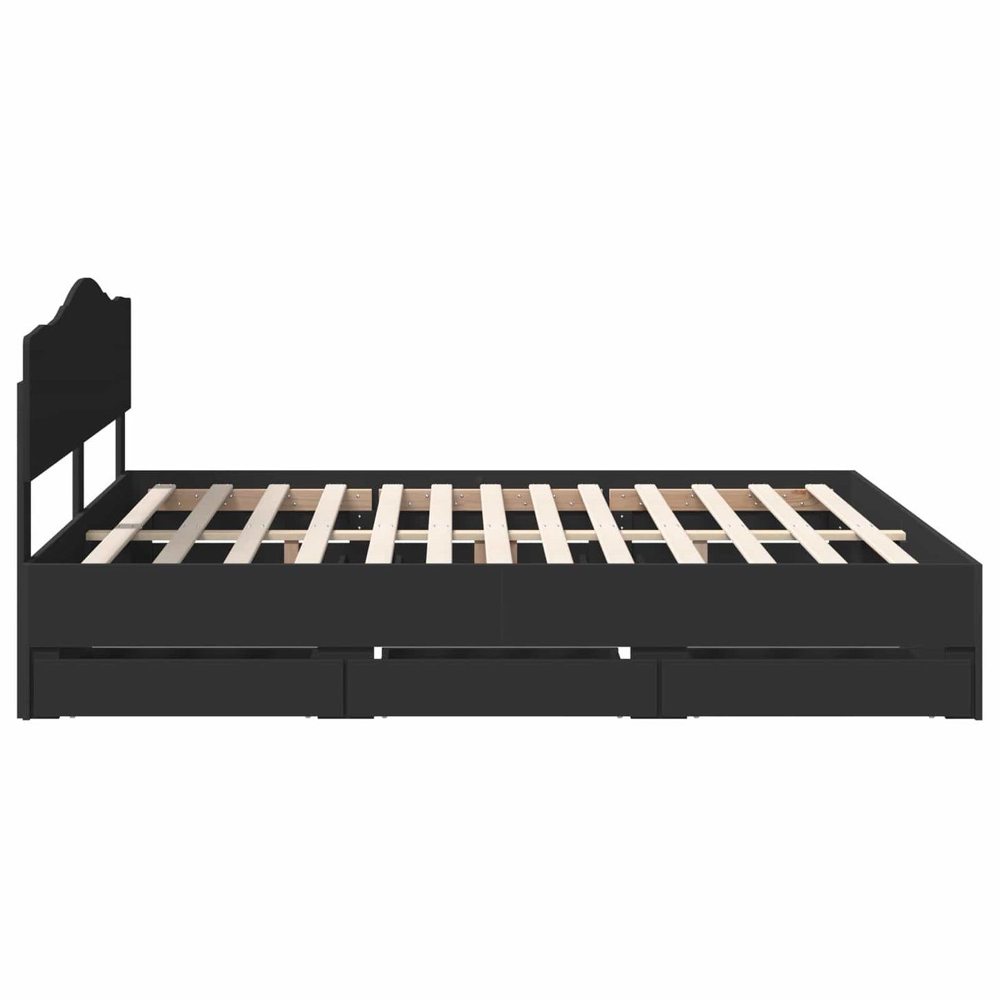 vidaXL Bettrahmen mit Schubladen Schwarz 200 x 200 cm Ingenieurs Holz